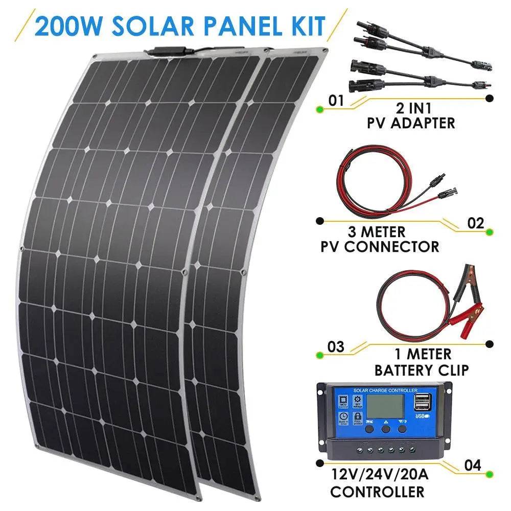 Solar Panel Monocrystalline Charger 500w 300w 200w Energy Systems 12v Cell Diy Module Camping Car - 54 Energy - Renewable Energy Store