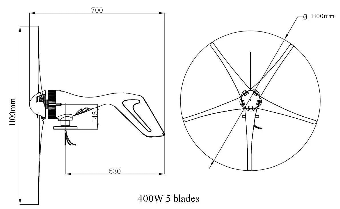 Power Energy Wind Turbine 400W Wind Blade for Accessories 600mm/650mm White Color Nylon Fber Blade - 54 Energy - Renewable Energy Store