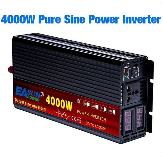 Pure Sine Wave Power Inverter 2000W 3000W 4000W Voltage Transformer 12V 24V 220V Converter With 2 LED Display DC 12V to AC 230V - 54 Energy - Renewable Energy Store
