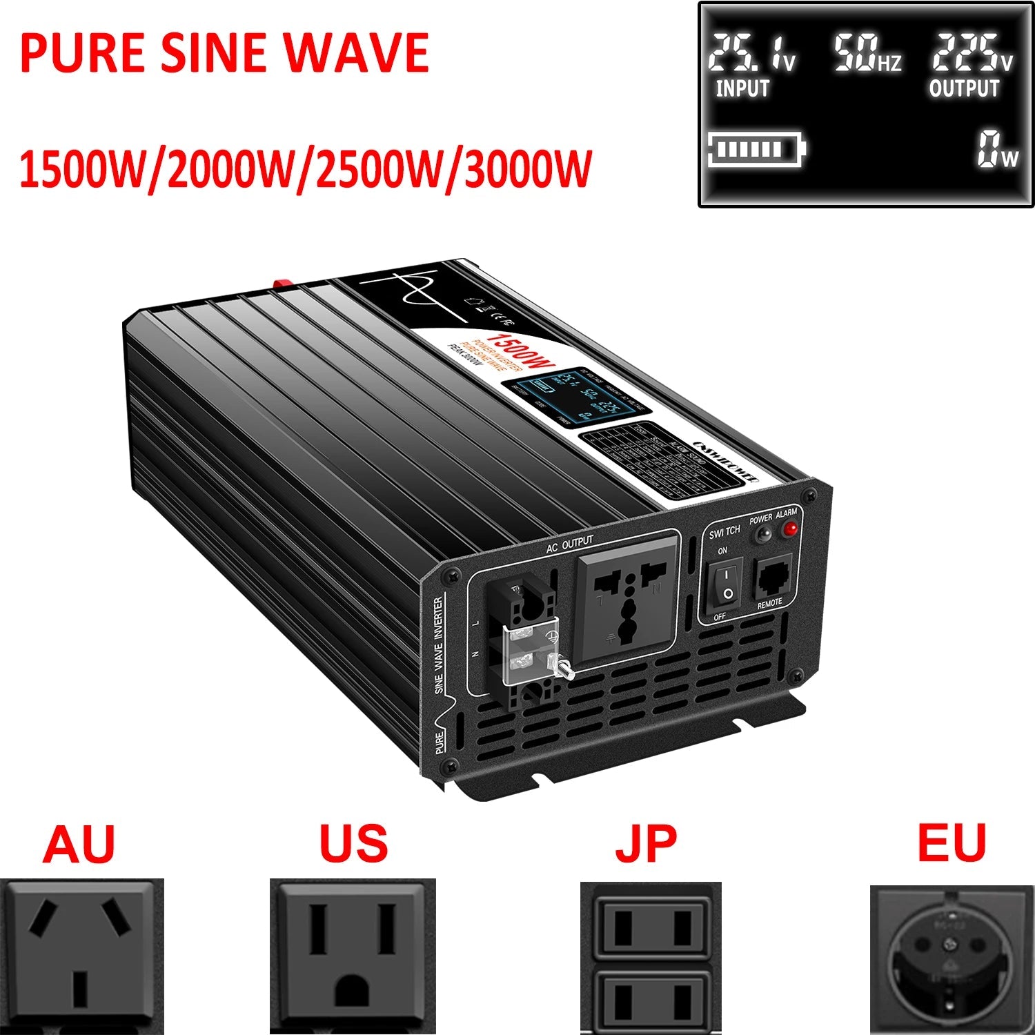 Inverter 12v 220v Pure Sine Wave 24v 110v DC To AC 2000W 3000W