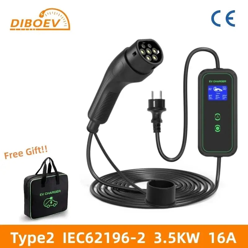 New 3.5KW 16A Portable EV Charger Type 2 IEC 62196 Wallbox Model 2 – 54  Energy - Renewable Energy Store