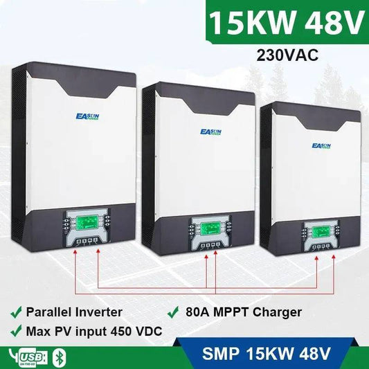 Solar Inverter 5000VA/5000W 15KW Battery Charger 3Phase 80A MPPT Parallel Inverter 48V 230VAC 380V Pure Sine Wave Hybrid Inverter With - 54 Energy - Renewable Energy Store
