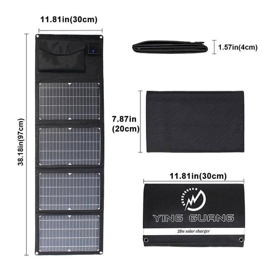 Solar Panel 28W Solar Charger 5V 18V Foldable USB DC Portable Rechargeable Battery Chargers Phone/Hiking/Camping/Outdoors - 54 Energy - Renewable Energy Store