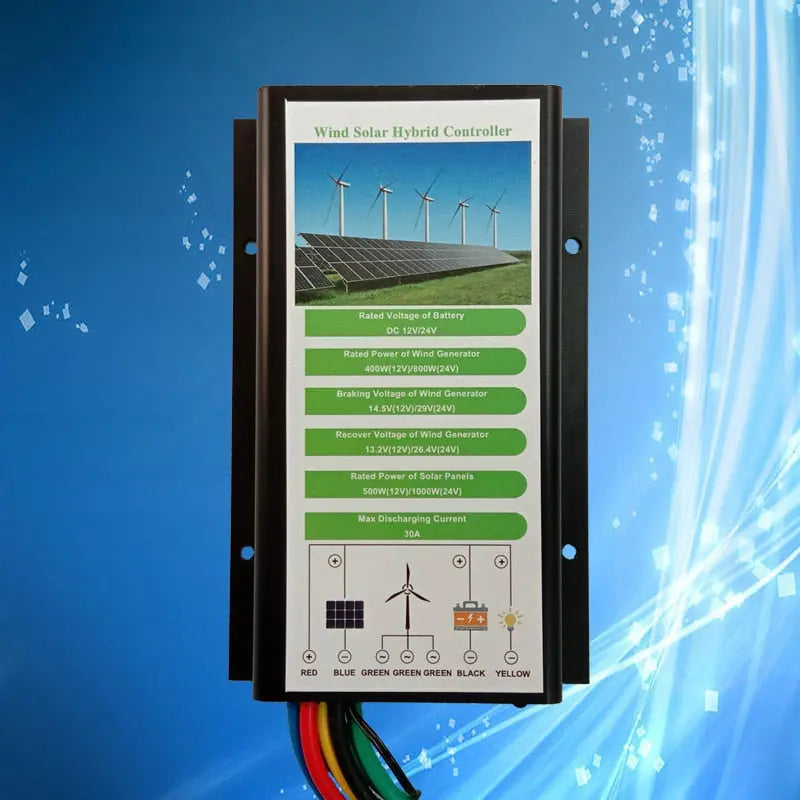 Wind Solar Hybrid Controller Waterproof 400W Wind and 500W Solar 600W Wind and 1000W Solar, 12/24V Auto Detect - 54 Energy - Renewable Energy Store