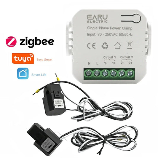 Tuya Smart WiFi Zigbee Two-way Bilateral Energy Meter 80-300A AC110V 220V Clamp CT KWh Power Electricity Consumption Monitor by 54 Energy - Renewable Energy Store