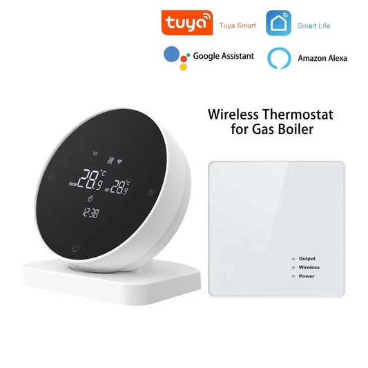 Wireless WiFi Thermostat for Gas Boiler Heating Tuya Battery RF Wireless Receiver Temperature Controller Alice Google Home by 54 Energy - Renewable Energy Store