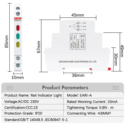 10/18mm Rail Indicator Light AC DC 220V 230V LED Dual Color
