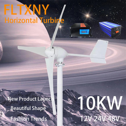 10000W Horizontal Wind Turbine Home Appliance Generator 12V 24V 48V Low Start Speed Free Alternative Energy Camping Windmill by 54 Energy - Renewable Energy Store