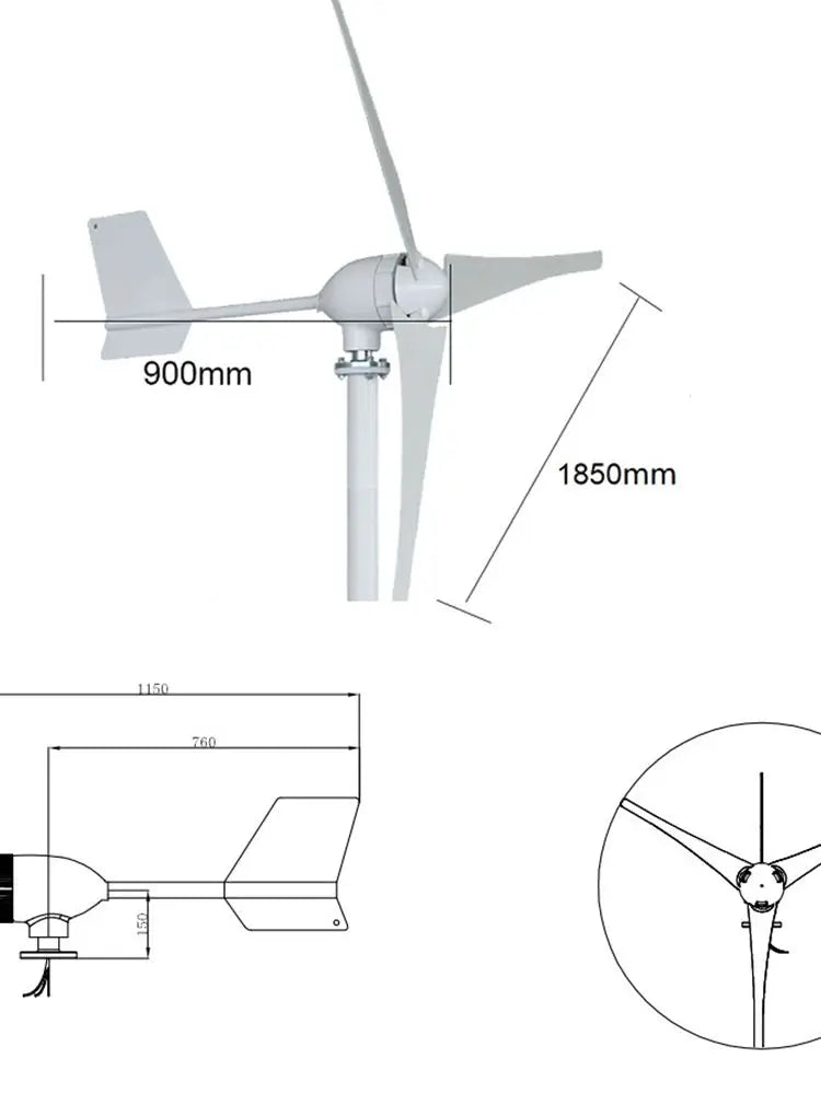 10000W Horizontal Wind Turbine Home Appliance Generator 12V 24V 48V Low Start Speed Free Alternative Energy Camping Windmill by 54 Energy - Renewable Energy Store