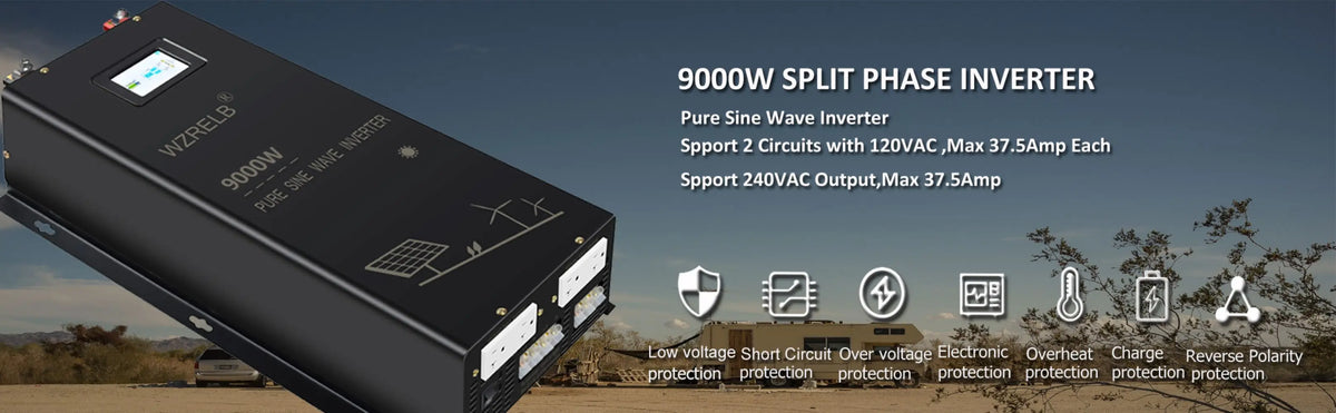 10000W Split-phase Pure Sine Wave Solar Inverter Power Supply Battery 24V/36V/48V/96V DC to 110/220V,120/240V AC Converter Wired by 54 Energy - Renewable Energy Store