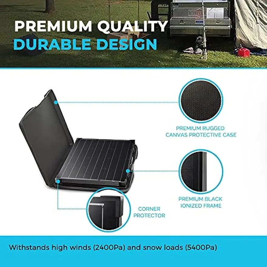 100Watt 12 Volt Portable Solar Panel with 20A Charger Controller by 54 Energy - Renewable Energy Store