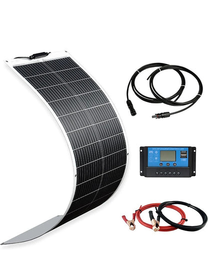 100w 12v Flexible Solar Panel Mono Cell 12 Volt Semi-flexible For Marine Rv Trailer Boat Cabin Van Car Uneven Surfaces Battery