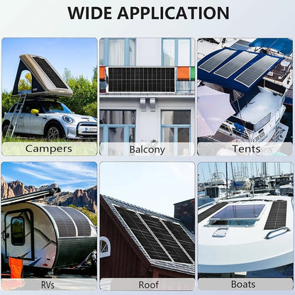 100w 12v Flexible Solar Panel Mono Cell 12 Volt Semi-flexible For Marine Rv Trailer Boat Cabin Van Car Uneven Surfaces Battery