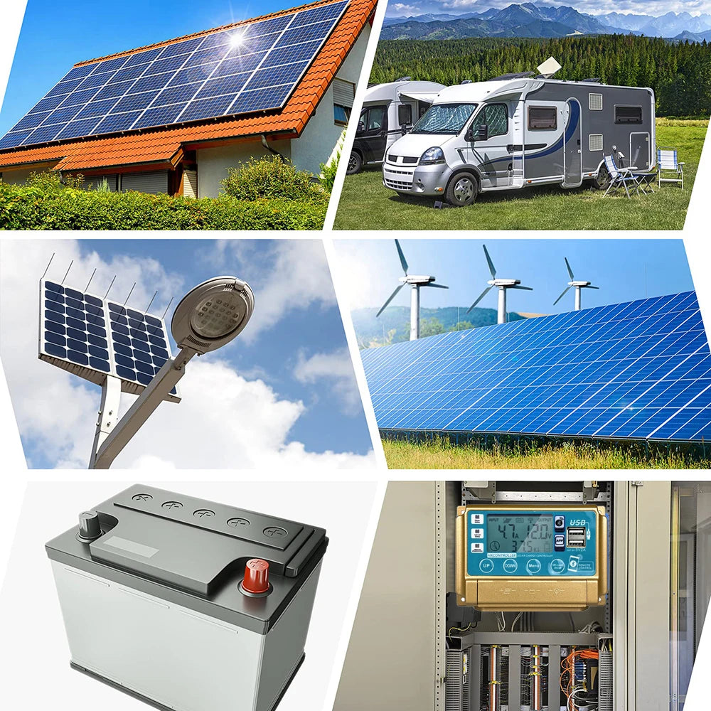 12V/24V 30A/40A/50A/60A Solar Panel Controller Bluetooth LCD Display by 54 Energy - Renewable Energy Store