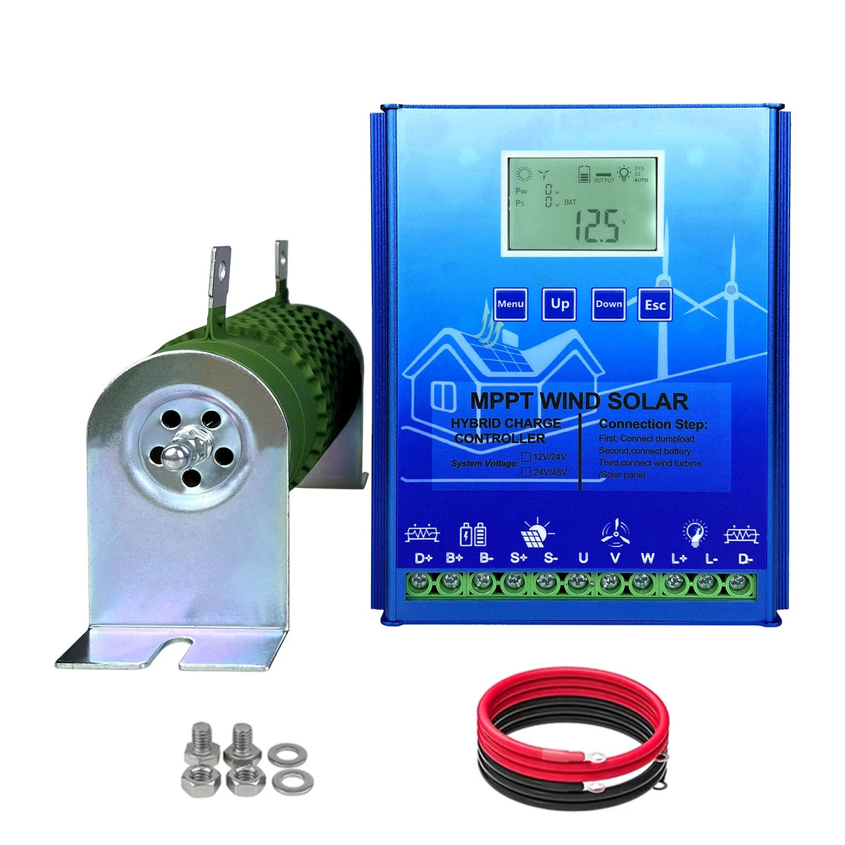 12V 24V 48V 2000W MPPT Hybrid Wind Solar Charge Controller With LCD Display And Bluetooth For Lifepo4 Batteries by 54 Energy - Renewable Energy Store