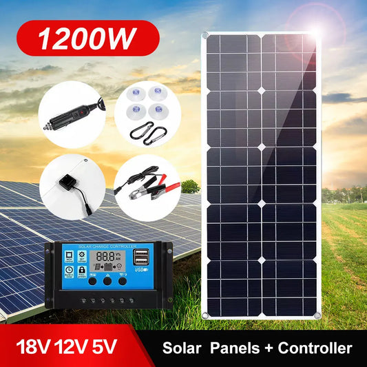 12V Monocrystalline 1200W 18V Flexible Solar Panel Kit For Outdoor Camping by 54 Energy - Renewable Energy Store