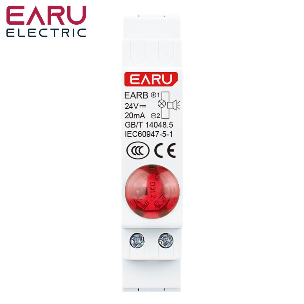 Lámpara de señal LED de montaje en carril DIN de 18 mm Serie de zumbadores audibles y visuales CA 230 V CC 24 V Luces piloto indicadoras rojas