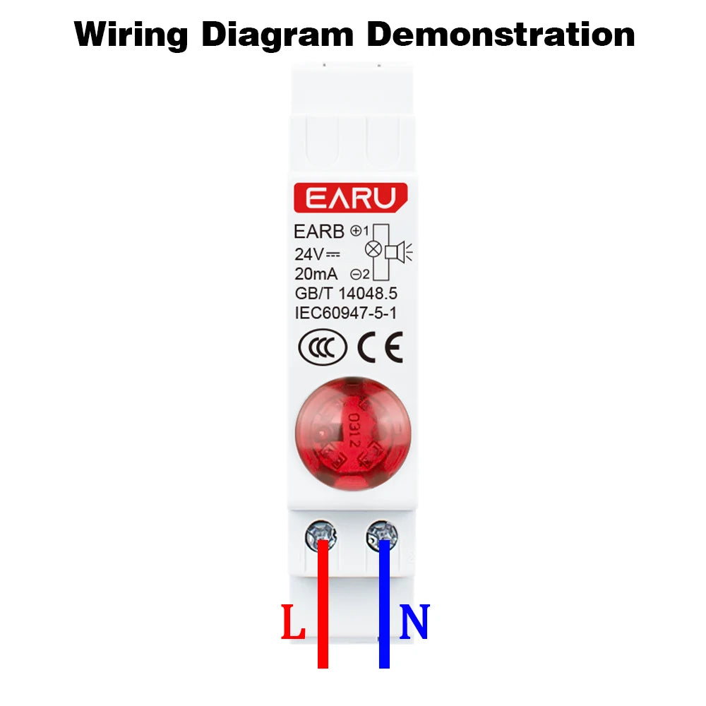 Lámpara de señal LED de montaje en carril DIN de 18 mm Serie de zumbadores audibles y visuales CA 230 V CC 24 V Luces piloto indicadoras rojas