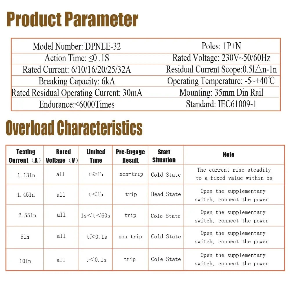 18MM RCBO Type AC Residual Automatic Circuit Breaker 6KA 1P+N 2P 16A 20A 230V With Over Current Leakage Protection 30mA EKL9-40 by 54 Energy - Renewable Energy Store