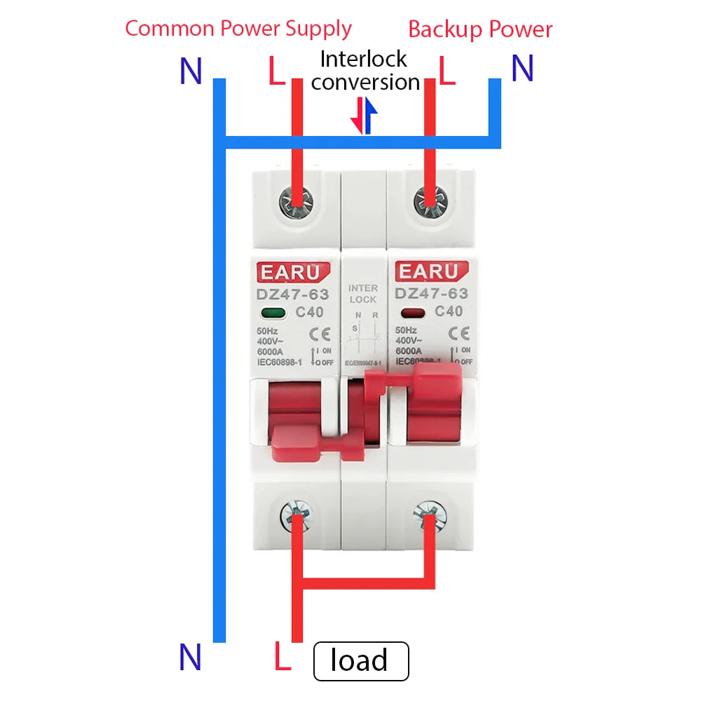 1P+1P 2P+2P 3P+3P 4P+4P MTS AC Double Alimentation Commutateur de Transfert Manuel Disjoncteur Verrouillé sur Rail DIN Disjoncteur d'Isolement MCB