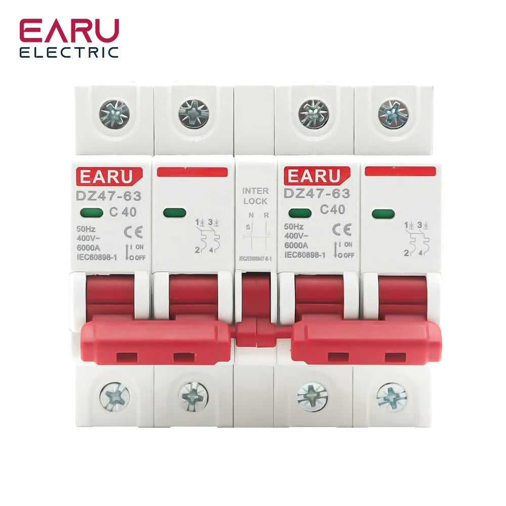 1P+1P 2P+2P 3P+3P 4P+4P MTS AC Double Alimentation Commutateur de Transfert Manuel Disjoncteur Verrouillé sur Rail DIN Disjoncteur d'Isolement MCB