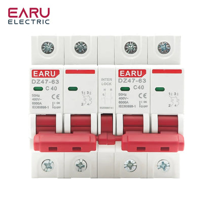 1P+1P 2P+2P 3P+3P 4P+4P MTS AC Double Alimentation Commutateur de Transfert Manuel Disjoncteur Verrouillé sur Rail DIN Disjoncteur d'Isolement MCB