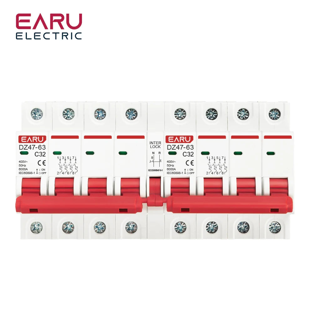1P+1P 2P+2P 3P+3P 4P+4P MTS AC Double Alimentation Commutateur de Transfert Manuel Disjoncteur Verrouillé sur Rail DIN Disjoncteur d'Isolement MCB