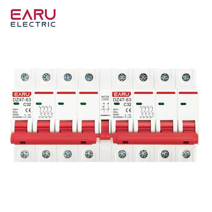 1P+1P 2P+2P 3P+3P 4P+4P MTS AC Double Alimentation Commutateur de Transfert Manuel Disjoncteur Verrouillé sur Rail DIN Disjoncteur d'Isolement MCB