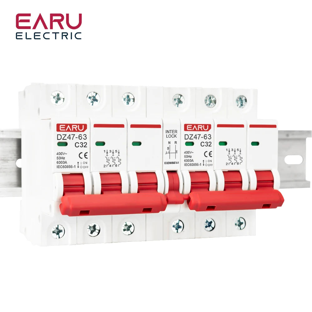 1P+1P 2P+2P 3P+3P 4P+4P MTS AC Double Alimentation Commutateur de Transfert Manuel Disjoncteur Verrouillé sur Rail DIN Disjoncteur d'Isolement MCB