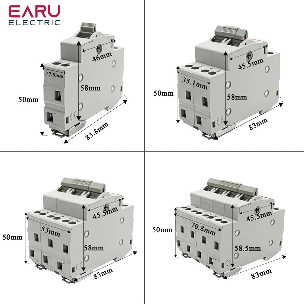 1P 2P 3P 4P 40A 63A MTS Dual Power Manual Transfer Interlock Circuit Breaker Din Rail Isolating Discounnecting Switch by 54 Energy - Renewable Energy Store