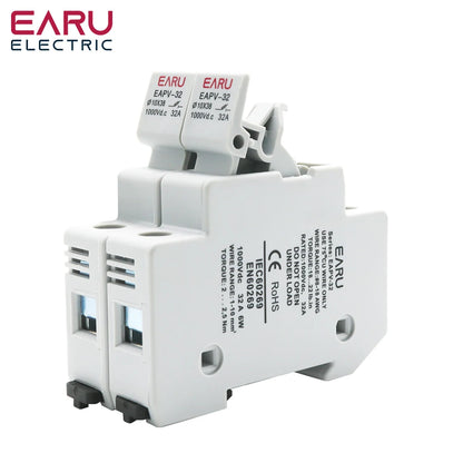 1P 2P Parallel Din Rail DC Fuse Holder 10*38mm High Voltage Solar PV 1000V Base Photovoltaic System Protection Protector gpV