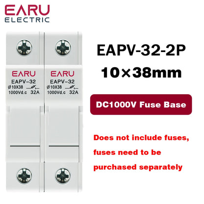 1P 2P Parallel Din Rail DC Fuse Holder 10*38mm High Voltage Solar PV 1000V Base Photovoltaic System Protection Protector gpV