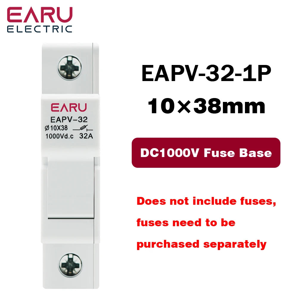1P 2P Parallel Din Rail DC Fuse Holder 10*38mm High Voltage Solar PV 1000V Base Photovoltaic System Protection Protector gpV