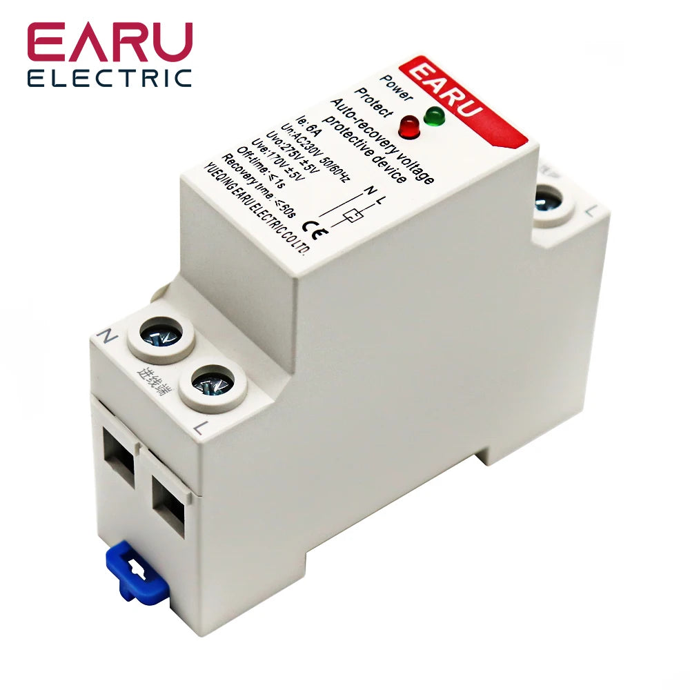 1P+N 27mm 40A 63A 230V Din Rail Automatic Recovery Reconnect Over Voltage and Under Voltage Protective Device Protection Relay by 54 Energy - Renewable Energy Store