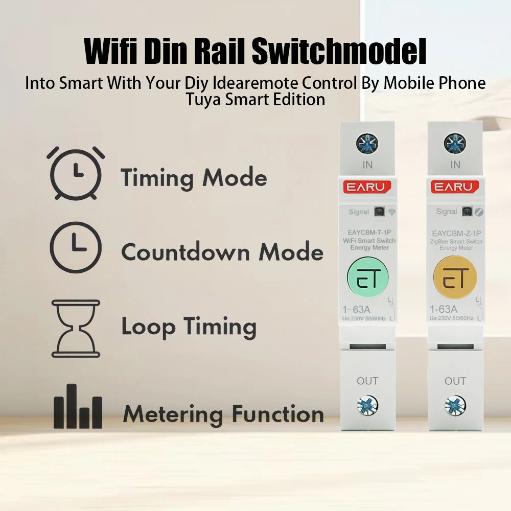 1P TUYA APP Zigbee WIFI Smart Energy Power Consumption kWh Meter Circuit Breaker Time Relay Switch Leakage Voltage Protection by 54 Energy - Renewable Energy Store