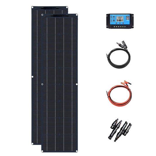 Wuzeck Flexible Solar Panel Kit 50 Watt Pv Module 100 Watt 12v 24v Solar Cable Cell Home Outdoor Car Boat Battery Camping Trip