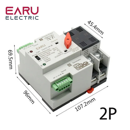 2/3/4P 100A 110V/220V Mini ATS Automatic Transfer Switch Electrical Selector Switches Dual Power Switch PV Solar Energy Din Rail by 54 Energy - Renewable Energy Store