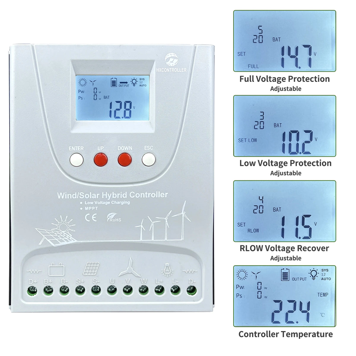 2000W 12V 24V 48V MPPT Hybrid Solar Controller With WIFI LCD Display by 54 Energy - Renewable Energy Store