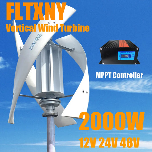 2000w Vertical Axis Wind Turbine Generator Complete Set 48v Windmill 220v AC Output Household Kit With Controller Inverter by 54 Energy - Renewable Energy Store