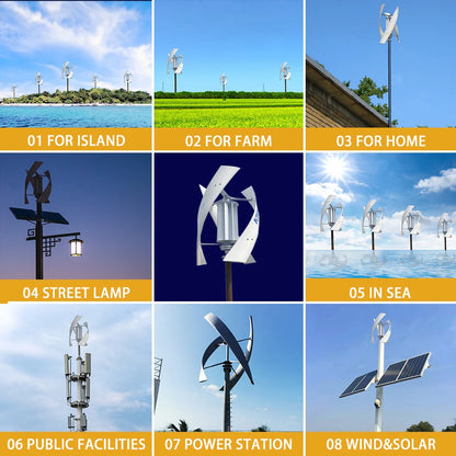 2000w Vertical Axis Wind Turbine Generator Complete Set 48v Windmill 220v AC Output Household Kit With Controller Inverter by 54 Energy - Renewable Energy Store