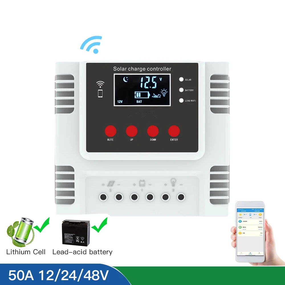 20A 30A 40A 50A 60A Solar Charge Controller With WiFi APP Control For 12V 24V 48V Battery by 54 Energy - Renewable Energy Store
