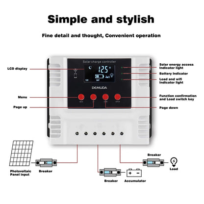 20A 30A 40A 50A 60A Solar Charge Controller With WiFi APP Control For 12V 24V 48V Battery by 54 Energy - Renewable Energy Store