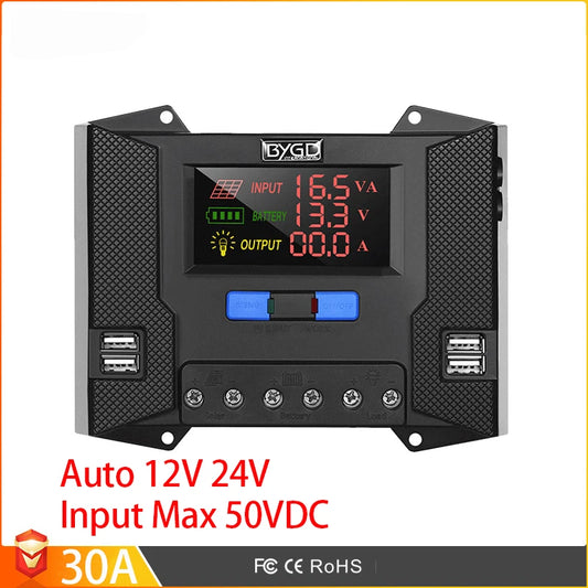 20A 30A 40A Solar System Charge Controller 12V 24V PV Regulator With Colorful Display by 54 Energy - Renewable Energy Store