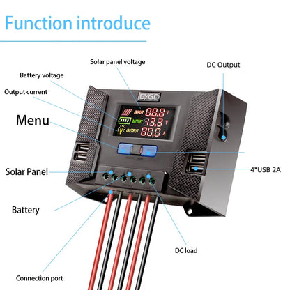 20A 30A 40A Solar System Charge Controller 12V 24V PV Regulator With Colorful Display by 54 Energy - Renewable Energy Store