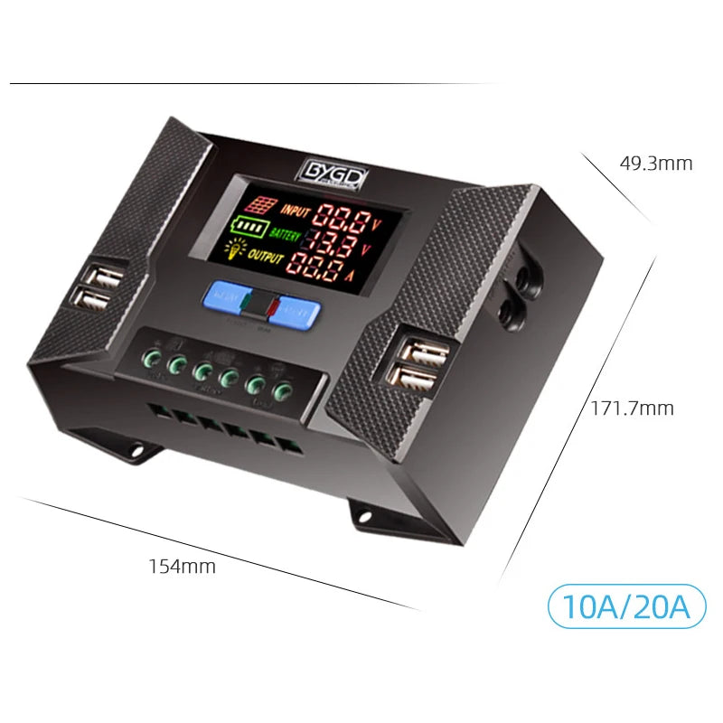 20A 30A 40A Solar System Charge Controller 12V 24V PV Regulator With Colorful Display by 54 Energy - Renewable Energy Store