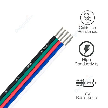 22 20 18 AWG 5Pin 12V Electronic Cable for RGBW LED Strip Lights by 54 Energy - Renewable Energy Store