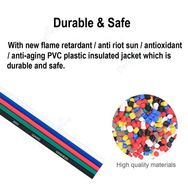 22 20 18 AWG 5Pin 12V Electronic Cable for RGBW LED Strip Lights by 54 Energy - Renewable Energy Store