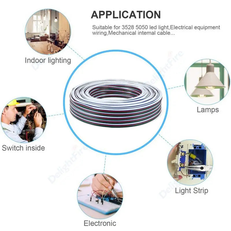 22 20 18 AWG 5Pin 12V Electronic Cable for RGBW LED Strip Lights by 54 Energy - Renewable Energy Store