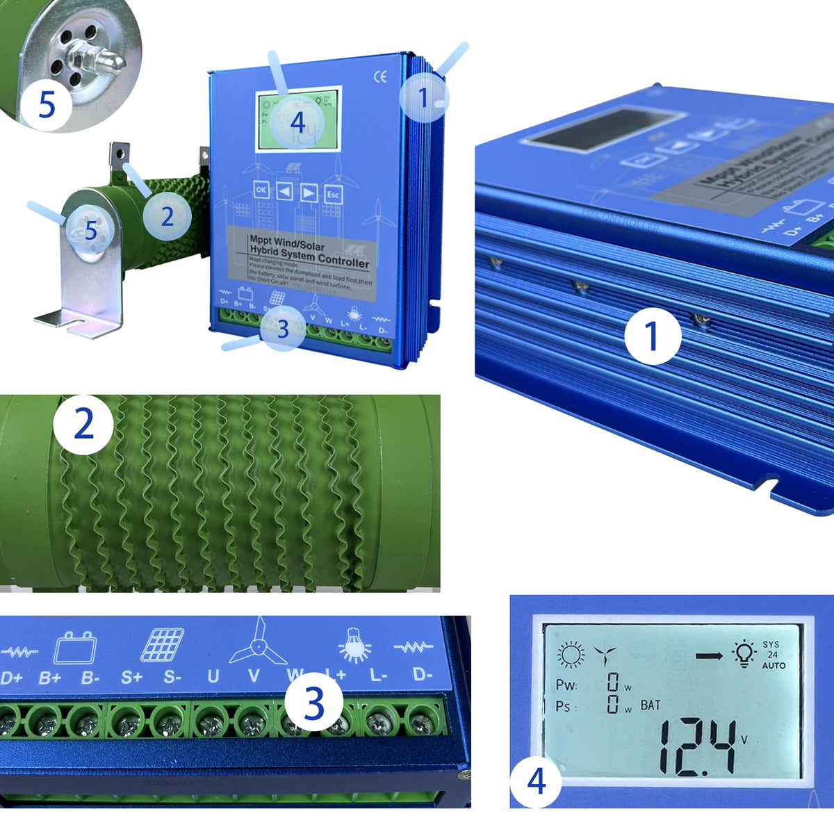 2200W MPPT Hybrid Wind Solar Charge Controller 12V 24V 48V Regulator by 54 Energy - Renewable Energy Store