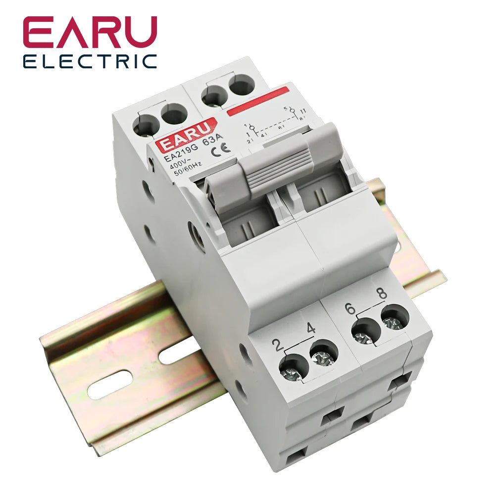 2P 40A 63A MTS Dual Power Manual Transfer Interlock Circuit Breaker Din Rail Isolating Discounnecting Switch by 54 Energy - Renewable Energy Store